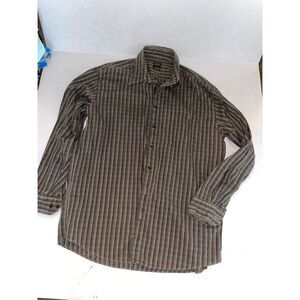 Scott Barber mens Button Up shirt black beige check Long Sleeve‎ sz L A37